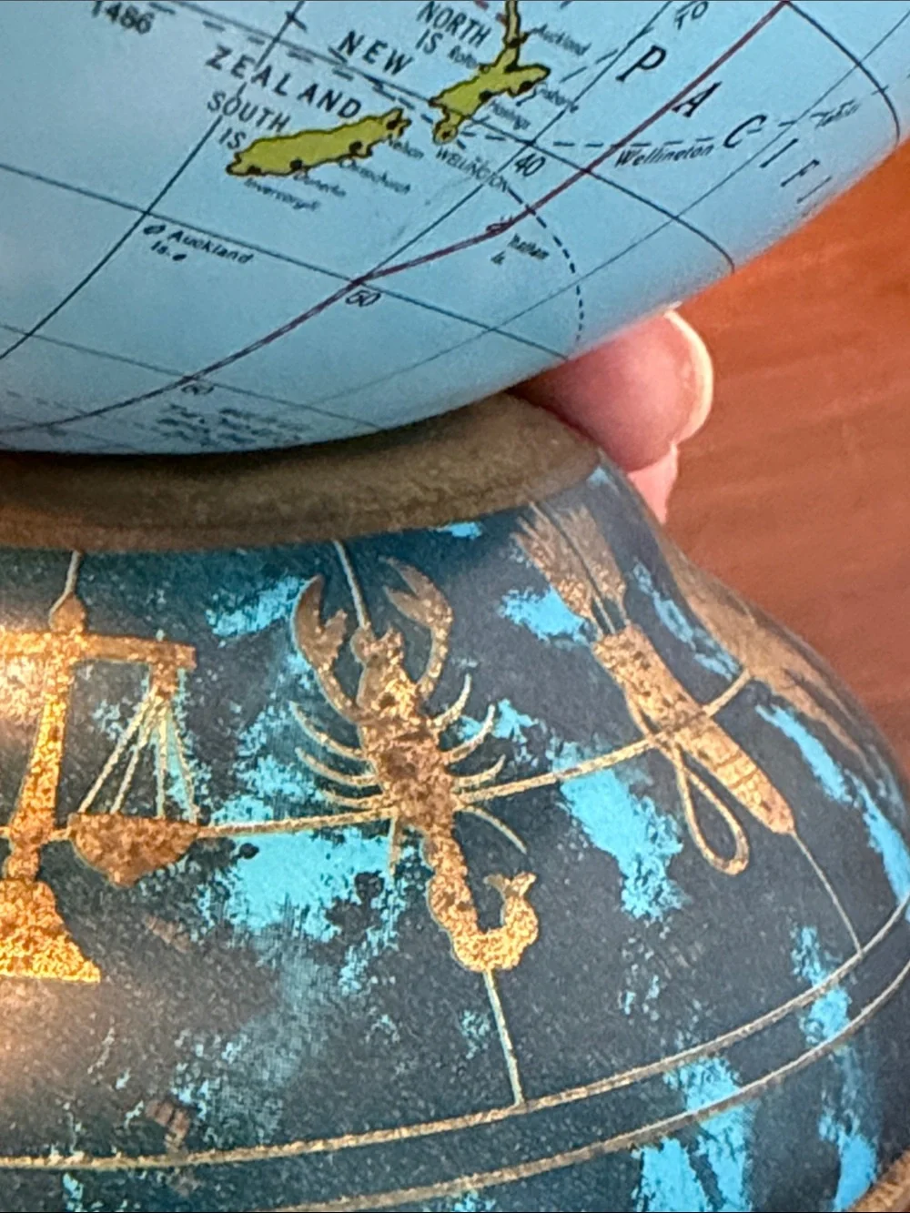 Ohio Art Classic Vintage Blue Globe Money Bank John Glenn Orbital Flight Zodiac